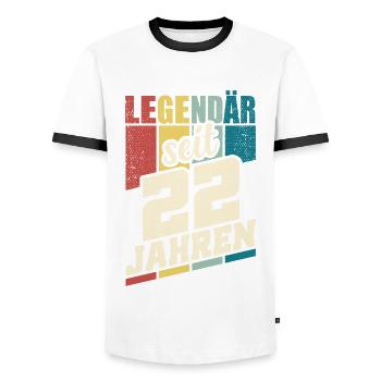 22. Geburtstag Legendär Seit 22 Jahren Legende 22 - Männer Kontrast-T-Shirt - Weiß/Schwarz - Vorne - AI Model Female 172 light (172cm) & AI Model Male 178 dark (178cm)
