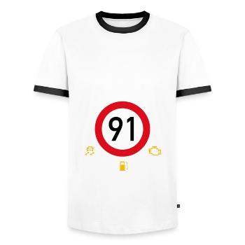 91. Geburtstag Schonend Behandeln Oldtimer Ist 91 - Männer Kontrast-T-Shirt - Weiß/Schwarz - Vorne - AI Model Female 172 light (172cm) & AI Model Male 178 dark (178cm)