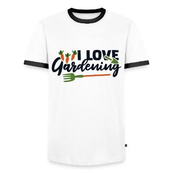 I Love Gardening Allotment Garden Horticulture Gardener - Men's Ringer Shirt - white/black - Front - AI Model Female 172 light (172cm) & AI Model Male 178 dark (178cm)