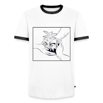 allotment garden allotment garden horticulture gardener - Men's Ringer Shirt - white/black - Front - AI Model Female 172 light (172cm) & AI Model Male 178 dark (178cm)