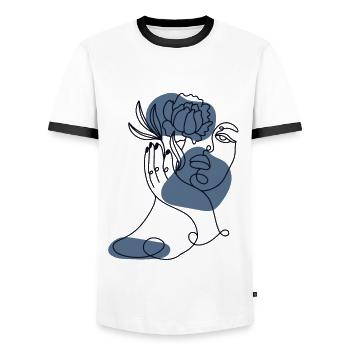 Lineart horticulture allotment garden allotment garden - Men's Ringer Shirt - white/black - Front - AI Model Female 172 light (172cm) & AI Model Male 178 dark (178cm)