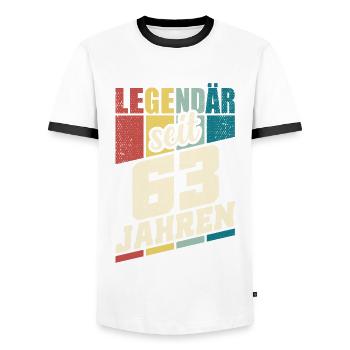 63. Geburtstag Legendär Seit 63 Jahren Legende 63 - Männer Kontrast-T-Shirt - Weiß/Schwarz - Vorne - AI Model Female 172 light (172cm) & AI Model Male 178 dark (178cm)