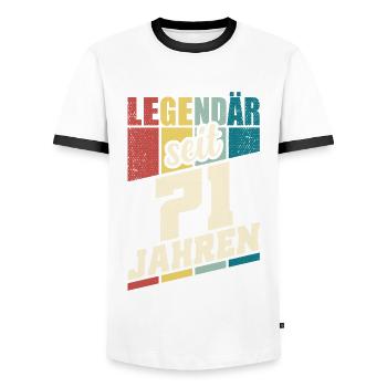 71. Geburtstag Legendär Seit 71 Jahren Legende 71 - Männer Kontrast-T-Shirt - Weiß/Schwarz - Vorne - AI Model Female 172 light (172cm) & AI Model Male 178 dark (178cm)