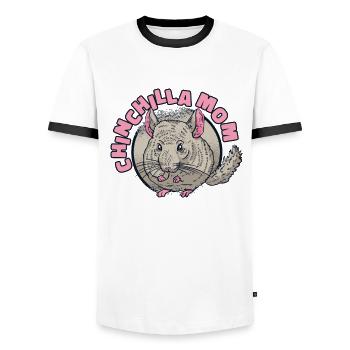 Chinchilla Mom Longhair Short-tailed Longtail - Men's Ringer Shirt - white/black - Front - AI Model Female 172 light (172cm) & AI Model Male 178 dark (178cm)