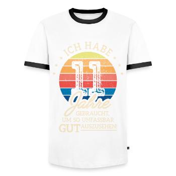 11. Geburtstag Geschenk Habe 11 Jahre Gebraucht - Männer Kontrast-T-Shirt - Weiß/Schwarz - Vorne - AI Model Female 172 light (172cm) & AI Model Male 178 dark (178cm)