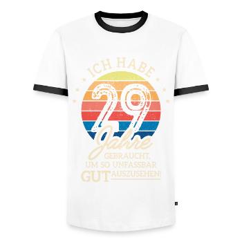 29. Geburtstag Geschenk Habe 29 Jahre Gebraucht - Männer Kontrast-T-Shirt - Weiß/Schwarz - Vorne - AI Model Female 172 light (172cm) & AI Model Male 178 dark (178cm)