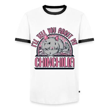 I'll Tell You About My Chinchilla Long - Men's Ringer Shirt - white/black - Front - AI Model Female 172 light (172cm) & AI Model Male 178 dark (178cm)