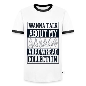 want to Talk About My Arrowhead Collection - Men's Ringer Shirt - white/black - Front - AI Model Female 172 light (172cm) & AI Model Male 178 dark (178cm)