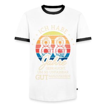 88. Geburtstag Geschenk Habe 88 Jahre Gebraucht - Männer Kontrast-T-Shirt - Weiß/Schwarz - Vorne - AI Model Female 172 light (172cm) & AI Model Male 178 dark (178cm)