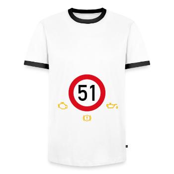 51. Geburtstag Schonend Behandeln 51 Alte Kiste 51 - Männer Kontrast-T-Shirt - Weiß/Schwarz - Vorne - AI Model Female 172 light (172cm) & AI Model Male 178 dark (178cm)