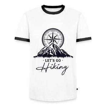 Let's Go Hiking Bergwandern Hiking Trekking - Männer Kontrast-T-Shirt - Weiß/Schwarz - Vorne - AI Model Female 172 light (172cm) & AI Model Male 178 dark (178cm)