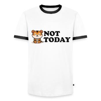 Pas aujourd’hui Wildcat Big Cat King Tiger - T-shirt contrasté Homme - blanc/noir - Devant - AI Model Female 172 light (172cm) & AI Model Male 178 dark (178cm)