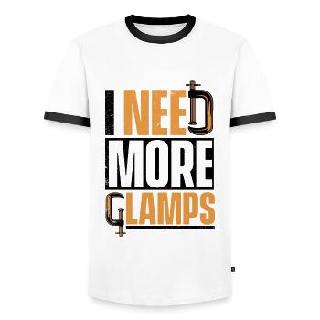 I Need More Clamps Tischler Carpenter Schreiner - Männer Kontrast-T-Shirt - Weiß/Schwarz - Vorne - AI Model Female 172 light (172cm) & AI Model Male 178 dark (178cm)