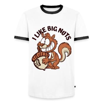 J’aime les grosses noix Écureuil gris Écureuil écureuil Écureuil - T-shirt contrasté Homme - blanc/noir - Devant - AI Model Female 172 light (172cm) & AI Model Male 178 dark (178cm)