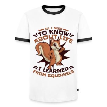 J’ai appris des écureuils écureuil renard écureuil - T-shirt contrasté Homme - blanc/noir - Devant - AI Model Female 172 light (172cm) & AI Model Male 178 dark (178cm)