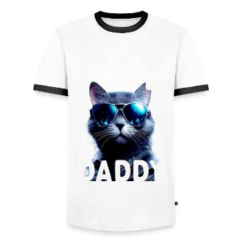 Cat Daddy Cats Father Cat Dad Dad Father's Day Cat - Men's Ringer Shirt - white/black - Front - AI Model Female 172 light (172cm) & AI Model Male 178 dark (178cm)