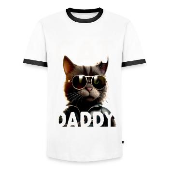 Cat Daddy Cats Father Cat Dad Dad Father's Day Cat - Men's Ringer Shirt - white/black - Front - AI Model Female 172 light (172cm) & AI Model Male 178 dark (178cm)