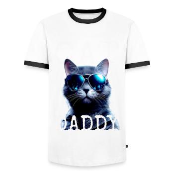 Cat Daddy Cats Father Cat Dad Dad Father's Day Cat - Men's Ringer Shirt - white/black - Front - AI Model Female 172 light (172cm) & AI Model Male 178 dark (178cm)