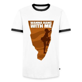 Wanna Hang With Me Speedklettern Alpinklettern - Männer Kontrast-T-Shirt - Weiß/Schwarz - Vorne - AI Model Female 172 light (172cm) & AI Model Male 178 dark (178cm)