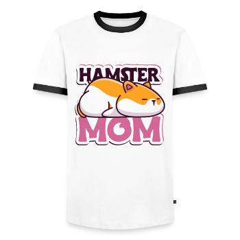 Hamster Maman Hamster doré Hamster nain Hamster européen - T-shirt contrasté Homme - blanc/noir - Devant - AI Model Female 172 light (172cm) & AI Model Male 178 dark (178cm)