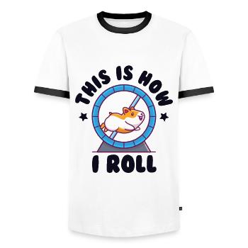 This Is How I Roll Golden Hamster Dwarf Hamster - Men's Ringer Shirt - white/black - Front - AI Model Female 172 light (172cm) & AI Model Male 178 dark (178cm)