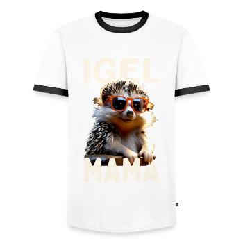 Igel Mama Mom Igelfrau Muttertag Igelmama Igel Mum - Männer Kontrast-T-Shirt - Weiß/Schwarz - Vorne - AI Model Female 172 light (172cm) & AI Model Male 178 dark (178cm)