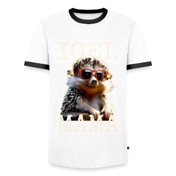 Igel Mama Mom Igelfrau Muttertag Igelmama Igel Mum - Männer Kontrast-T-Shirt - Weiß/Schwarz - Vorne - AI Model Female 172 light (172cm) & AI Model Male 178 dark (178cm)