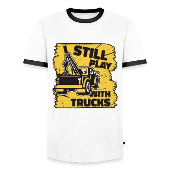 I Still Play With Trucks Tow Driver - Men's Ringer Shirt - white/black - Front - AI Model Female 172 light (172cm) & AI Model Male 178 dark (178cm)
