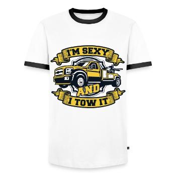 I'm Sexy And I Tow It Towing Driver - Men's Ringer Shirt - white/black - Front - AI Model Female 172 light (172cm) & AI Model Male 178 dark (178cm)
