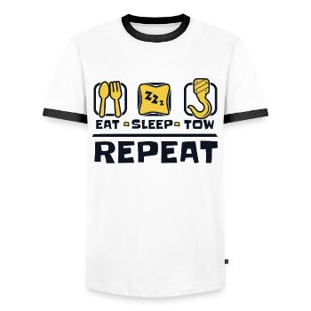 Eat Sleep Tow Repeat Towing Service Driver - Men's Ringer Shirt - white/black - Front - AI Model Female 172 light (172cm) & AI Model Male 178 dark (178cm)