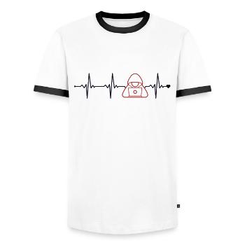 Hacker Heartbeat Phishing Sniffer Social - T-shirt contrasté Homme - blanc/noir - Devant - AI Model Female 172 light (172cm) & AI Model Male 178 dark (178cm)
