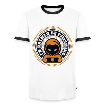 Je préfère être un renifleur d’hameçonnage d’ingénierie sociale - T-shirt contrasté Homme - blanc/noir - Devant - AI Model Female 172 light (172cm) & AI Model Male 178 dark (178cm)