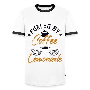 Fueled by Coffee and Lemonade Limonade - Männer Kontrast-T-Shirt - Weiß/Schwarz - Vorne - AI Model Female 172 light (172cm) & AI Model Male 178 dark (178cm)