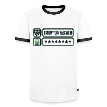 I Know Your Password Phishing Sniffer Grey Hat - Männer Kontrast-T-Shirt - Weiß/Schwarz - Vorne - AI Model Female 172 light (172cm) & AI Model Male 178 dark (178cm)