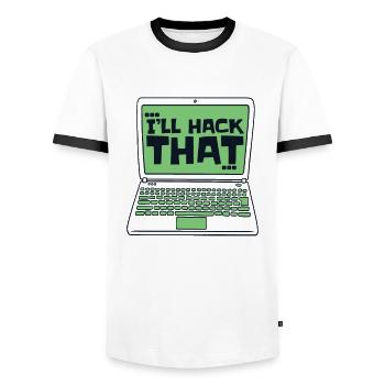 I'll Hack That Sniffer Social Engineering - Men's Ringer Shirt - white/black - Front - AI Model Female 172 light (172cm) & AI Model Male 178 dark (178cm)