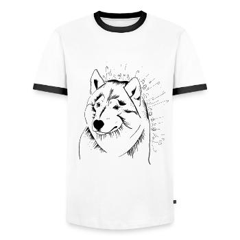 Vierbeiner Wauwau Rüde Hundebesitzer Wolfshund - Männer Kontrast-T-Shirt - Weiß/Schwarz - Vorne - AI Model Female 172 light (172cm) & AI Model Male 178 dark (178cm)