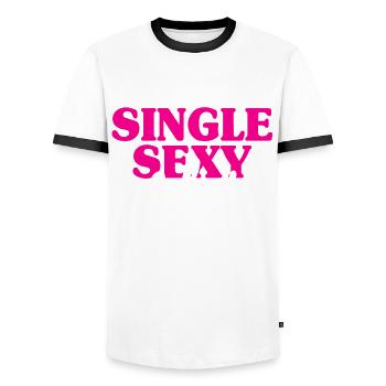 Single Sexy Frei Stolz Flirten Trennung Liebe Solo - Männer Kontrast-T-Shirt - Weiß/Schwarz - Vorne - AI Model Female 172 light (172cm) & AI Model Male 178 dark (178cm)
