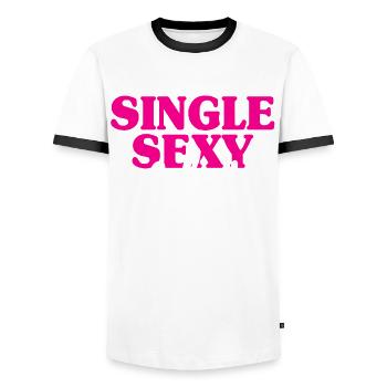 Single Sexy Hau Trotzdem Ab Anti Flirt Anmachen - Männer Kontrast-T-Shirt - Weiß/Schwarz - Vorne - AI Model Female 172 light (172cm) & AI Model Male 178 dark (178cm)