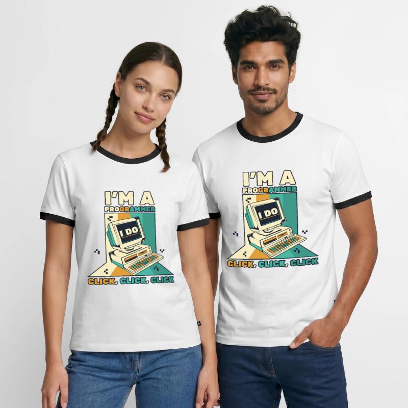 Je suis un programmeur Click Software Engineer Coder T-shirt contrasté Homme