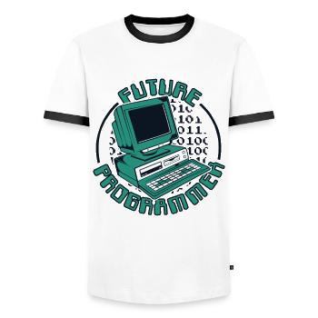 Futur programmeur Ingénieur logiciel Développeur - T-shirt contrasté Homme - blanc/noir - Devant - AI Model Female 172 light (172cm) & AI Model Male 178 dark (178cm)