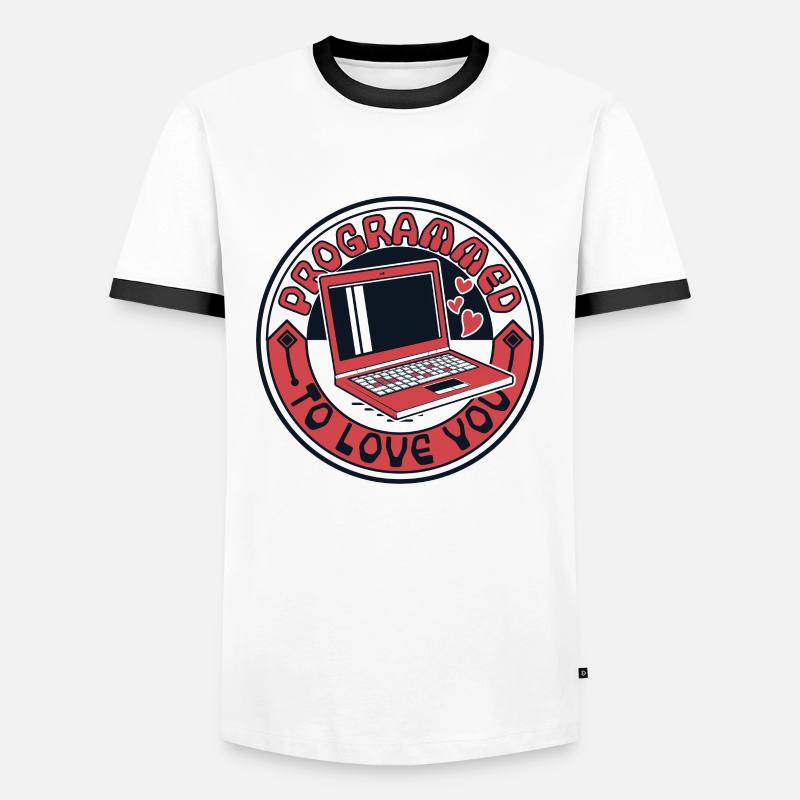 Programmé pour t’aimer Développeur Codeur - T-shirt contrasté Homme - blanc/noir