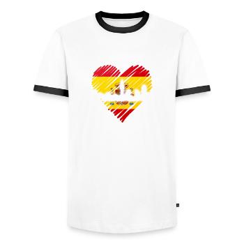 Madrid Skyline Heartbeat Espagne Silhouette Pulse - T-shirt contrasté Homme - blanc/noir - Devant - AI Model Female 172 light (172cm) & AI Model Male 178 dark (178cm)