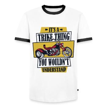 It's A Trike Thing Threewheeler Trikebike Triker - Men's Ringer Shirt - white/black - Front - AI Model Female 172 light (172cm) & AI Model Male 178 dark (178cm)
