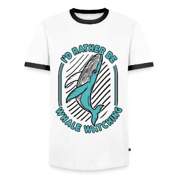 Je préfère observer les cétacés cachalots des baleines - T-shirt contrasté Homme - blanc/noir - Devant - AI Model Female 172 light (172cm) & AI Model Male 178 dark (178cm)