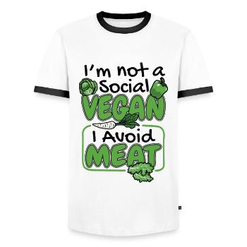I'm Not A Social Vegan Vegan Vegans Plant-Based - Men's Ringer Shirt - white/black - Front - AI Model Female 172 light (172cm) & AI Model Male 178 dark (178cm)
