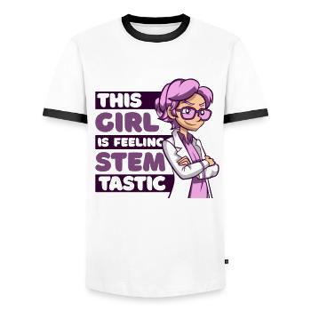 Cette fille se sent Stemtastic STEM Scientist - T-shirt contrasté Homme - blanc/noir - Devant - AI Model Female 172 light (172cm) & AI Model Male 178 dark (178cm)