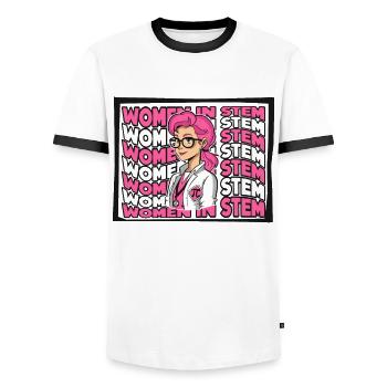 Women In STEM STEM Scientist Empowering Women - Men's Ringer Shirt - white/black - Front - AI Model Female 172 light (172cm) & AI Model Male 178 dark (178cm)