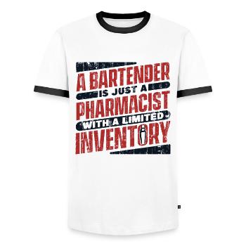 Bartender Is Just A Pharmacist With Limited - Men's Ringer Shirt - white/black - Front - AI Model Female 172 light (172cm) & AI Model Male 178 dark (178cm)