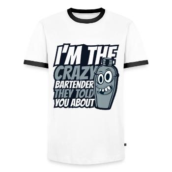 I'm The Crazy Bartender Bartender Mixologist - Men's Ringer Shirt - white/black - Front - AI Model Female 172 light (172cm) & AI Model Male 178 dark (178cm)