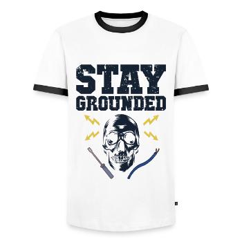 Stay Grounded Elektrotechniker Elektroniker - Männer Kontrast-T-Shirt - Weiß/Schwarz - Vorne - AI Model Female 172 light (172cm) & AI Model Male 178 dark (178cm)